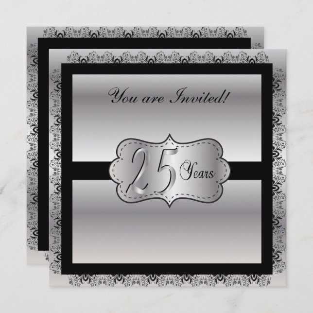 Convites Feliz Bodas de Prata 25 Anos (Frente/Verso)