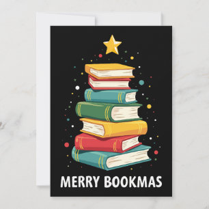 Convites Feliz Bookmas - Pilha de Livros Festiva para Amant