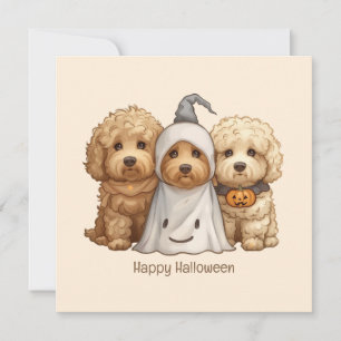 Convites Feliz Cachorro de Goldendoodle de Halloween