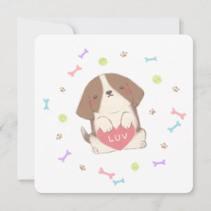 Convites Feliz Cachorro Feliz com Ilustração LUV