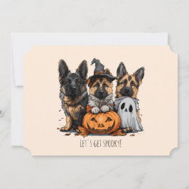 Convites Feliz Cachorros German shepherd de Halloween