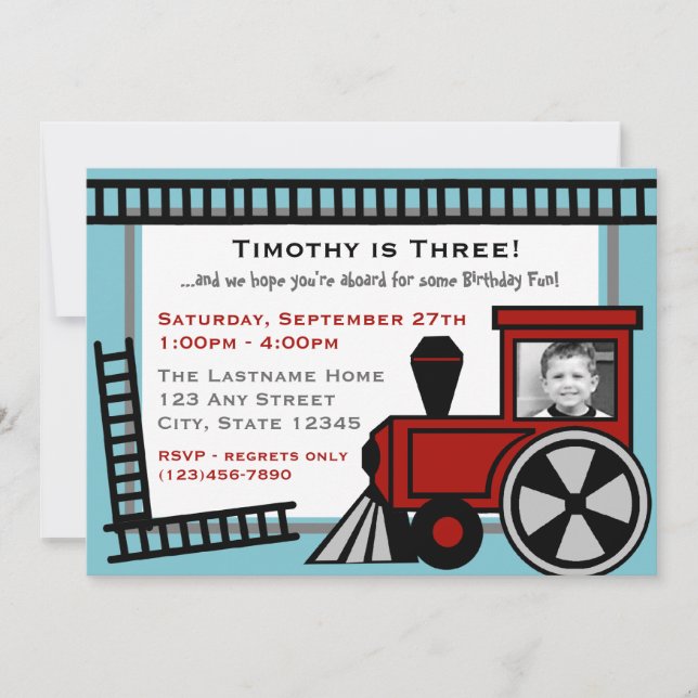 Convites Feliz Caminho-de-Ferro Convite/ Vermelho (Frente)