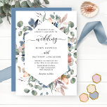 Convites Feliz Casamento Floral Dusty Azul e Verde<br><div class="desc">Aprecie seus convidados com este elegante convite floral de aquarela. Convite mostrando seus detalhes de casamento em uma estrutura geométrica cercada por delicada folhagem de cor d'água pintada com a mão e detalhes de flores delicadas em uma combinação graciosa de pincel, rosa pincel, marfim, rosa empoeirado, azul empoeirado e tons...</div>