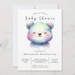 Convites Feliz Chá de fraldas de Urso Editável