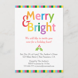Convites Feliz colorida e festa de Natal brilhante