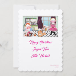 Convites Feliz cozinhar de Natal com ilustração de amigos