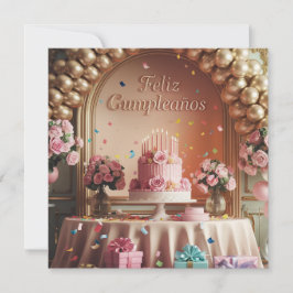 Convites “Feliz Cumpleaños” Elegant Pink & Gold Birthday
