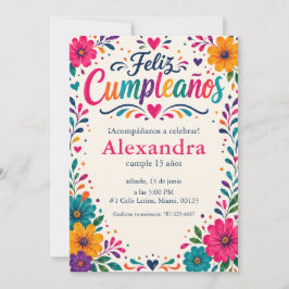 Convites Feliz Cumpleaños Floral Fiesta Personalizado Espan