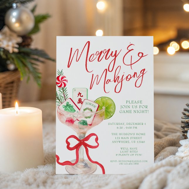 Convites Feliz de Aquarela Mahjong - Partido dos Cocktail d (Criador carregado)