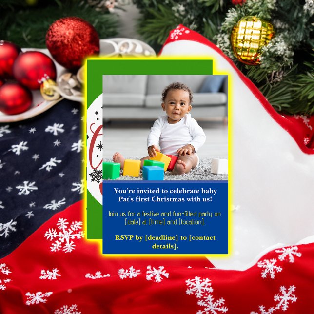 Convites Feliz de Bebê Snowman Primeira Foto Única de Natal (Criador carregado)