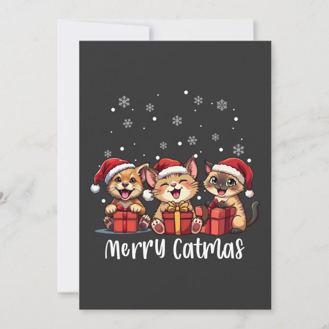 Convites Feliz de Gatinhos de Natal Catmas (Frente)