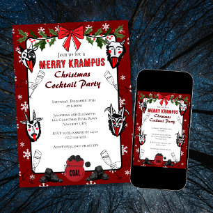 Convites Feliz Desenhada Mão Krampus Natal Cocktail Party