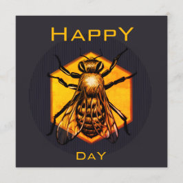 Convites Feliz dia B Mel abelhas laranja aniversário de div