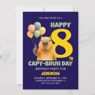 Convites FELIZ DIA CAPY BRUH Personalizado Capivara 8º Aniv