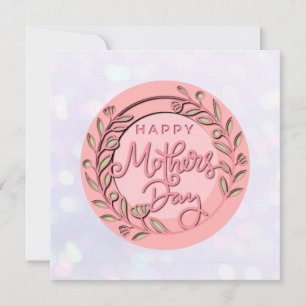 Convites Feliz Dia das Mães Floral Rosa Elegante Moderno