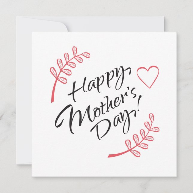 Convites Feliz Dia das Mães Lindas Flores Caligrafia (Frente)