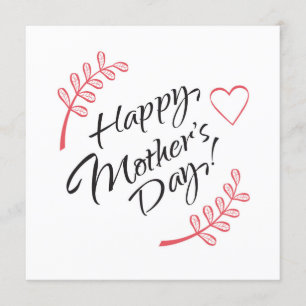 Convites Feliz Dia das Mães Lindas Flores Caligrafia
