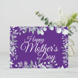 Convites Feliz Dia das Mães Tipografia Floral Roxa Branca