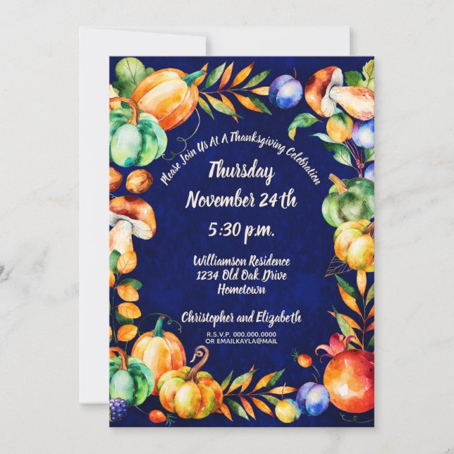Convites Feliz Dia de Ação de Graças Celebração de Colheita (Frente)