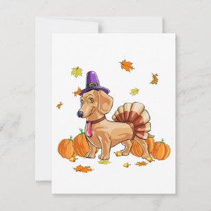 Convites Feliz Dia de Ação de Graças Dachshund Fantasia de 