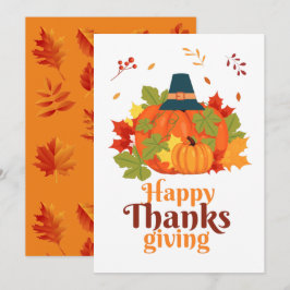 Convites Feliz Dia de Ação de Graças Pumpkin com Chapéus e