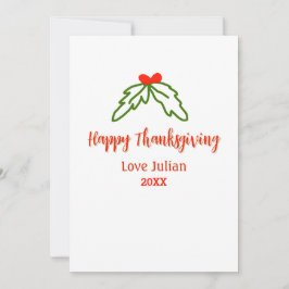 Convites Feliz Dia de Ação de Graças verde folhas cereja