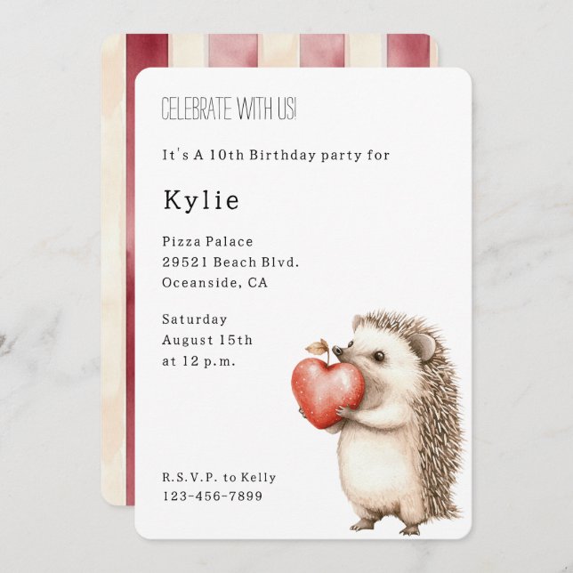 Convites Feliz Dia de Aniversário do Coração Animal (Frente/Verso)