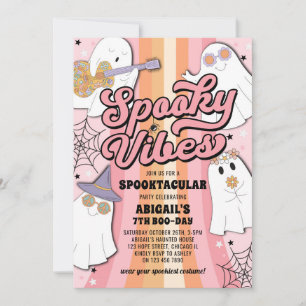 Convites Feliz Dia de Aniversário do Halloween Spooky Vibes