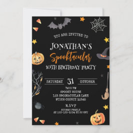 Convites Feliz Dia de Halloween 10º Aniversário, Criança An