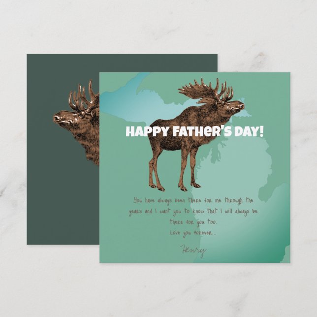 Convites Feliz Dia de os pais Michigan Moose (Frente/Verso)