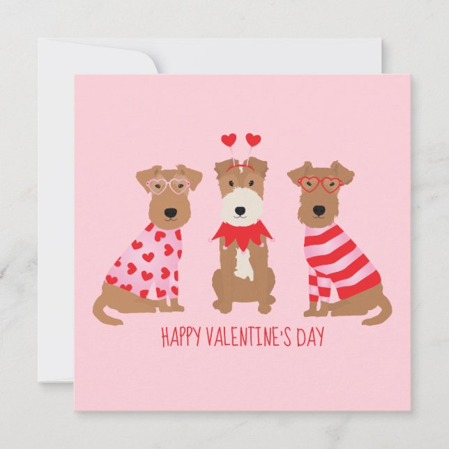 Convites Feliz Dia dos Namorados Welsh Wire Fox Terrier Dog (Frente)