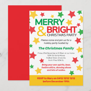 Convites Feliz e Bright Festa de Natal amarela