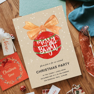 Convites Feliz e Brilho l Festivo Red Mistletoferiado