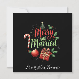 Convites Feliz e casado celebrando seu primeiro Natal