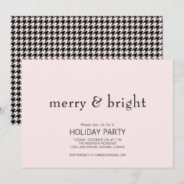 Convites Feliz e Natal Brilhante, rosa e feriado preto