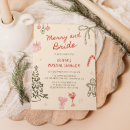 Convites Feliz e noiva Chá de panela de Natal Desenhado