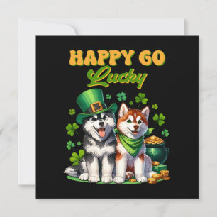 Convites Feliz e Sortudo Husky Fofo Dia de São Patrício