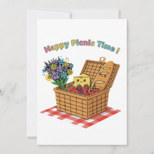 Convites Feliz Época de Piquenique! Comida e Flores Kawaii 