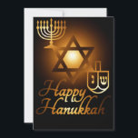 Convites Feliz estrela Chanucá de David menorah dreidel<br><div class="desc">Placa de Hanukkah feliz projetada para se parecer com a luz da vela.</div>