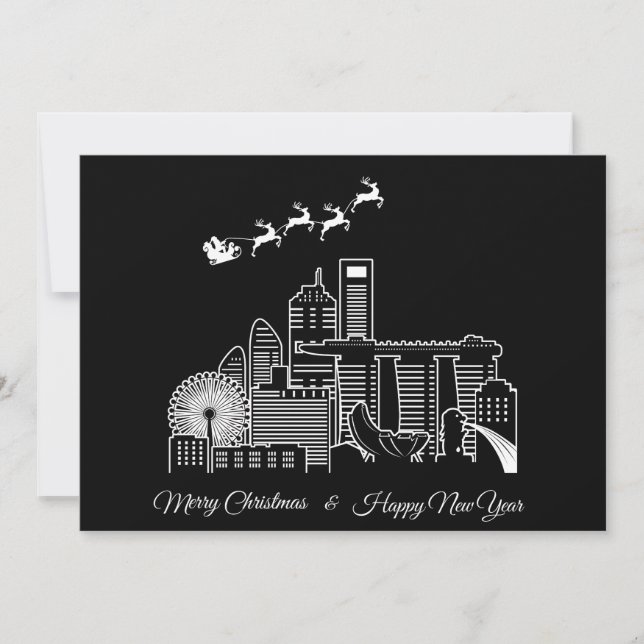 Convites Feliz Feliz ano novo de Natal Cidade de Singapura (Frente)