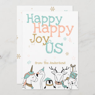 Convites Feliz Feliz Joy Us Cartoon Critters Natal