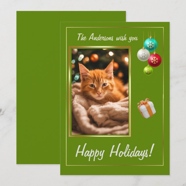 Convites Feliz feriado, gatinho bonito. (Frente/Verso)