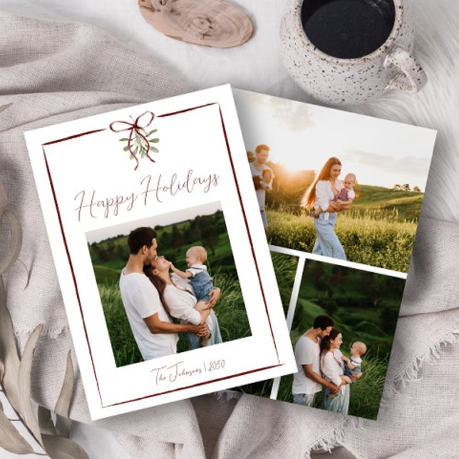 Convites Feliz Feriados Vermelho Arco Desenho da Mão Invern (Criador carregado)