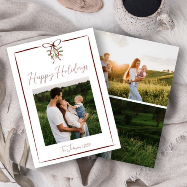 Convites Feliz Feriados Vermelho Arco Desenho da Mão Invern (Criador carregado)