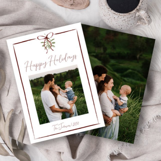 Convites Feliz Feriados Vermelho Arco Desenho na Mão Invern (Criador carregado)