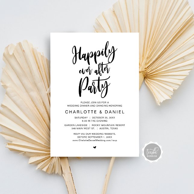 Convites Feliz Festa Após Festa, Janto De Casamento Dançand (Happily Ever After Party, Wedding Dinner Dancing Invitation, Modern Rustic Script, Digital Download)