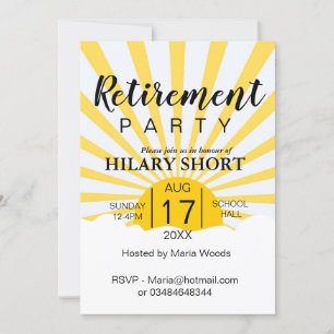 Convites Feliz festa de retirada de raios solares amarelos