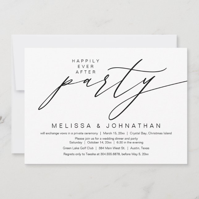 Convites Feliz Festa Depois, Elopemento De Casamento (Frente)