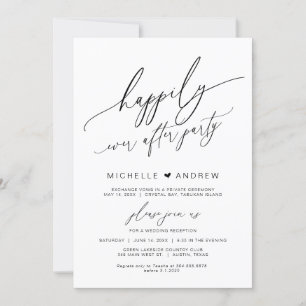 Convites Feliz Festa Depois, Negro, Elopemento De Casamento