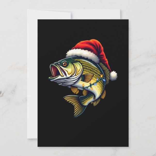 Convites Feliz Fishmas Papai Noel Amantes da Pesca Piadista (Frente)
